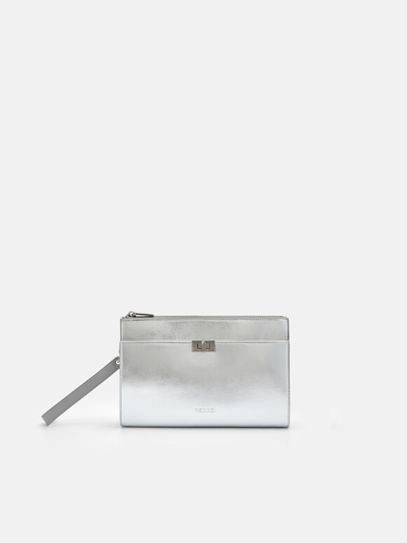 Edge Clutch Bag, Silver, hi-res