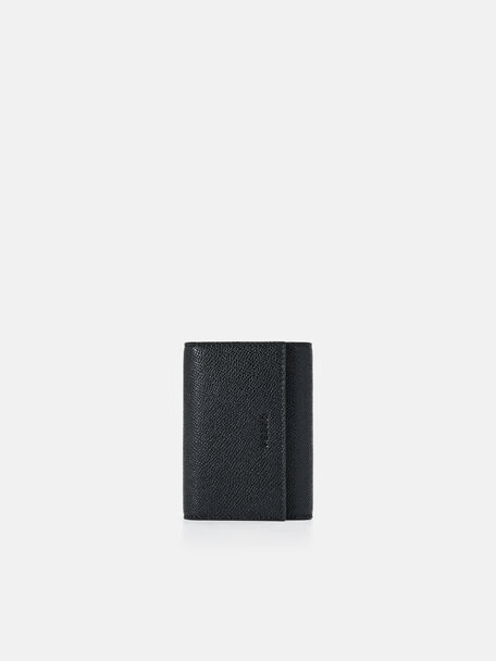 Embossed Leather Key Pouch, Black