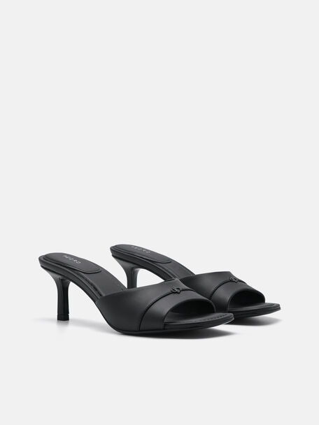 PEDRO Icon Leather Heel Sandals, Black