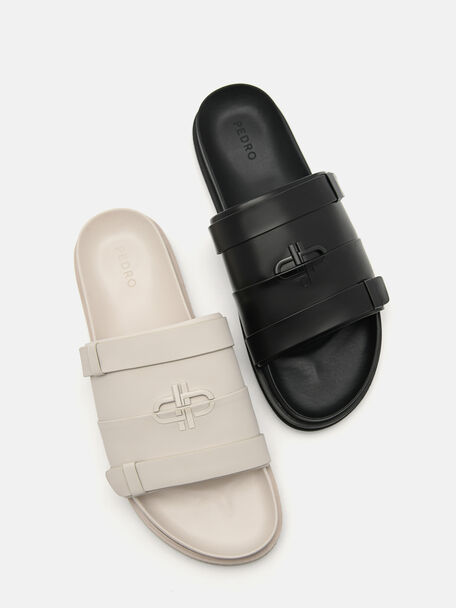 PEDRO Icon Leather Heel Sandals, Black