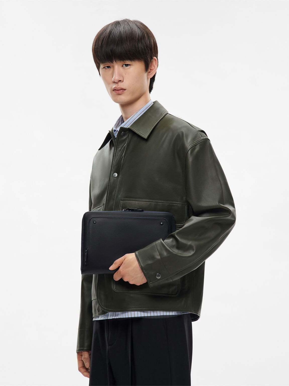 Leather Clutch Bag, Black