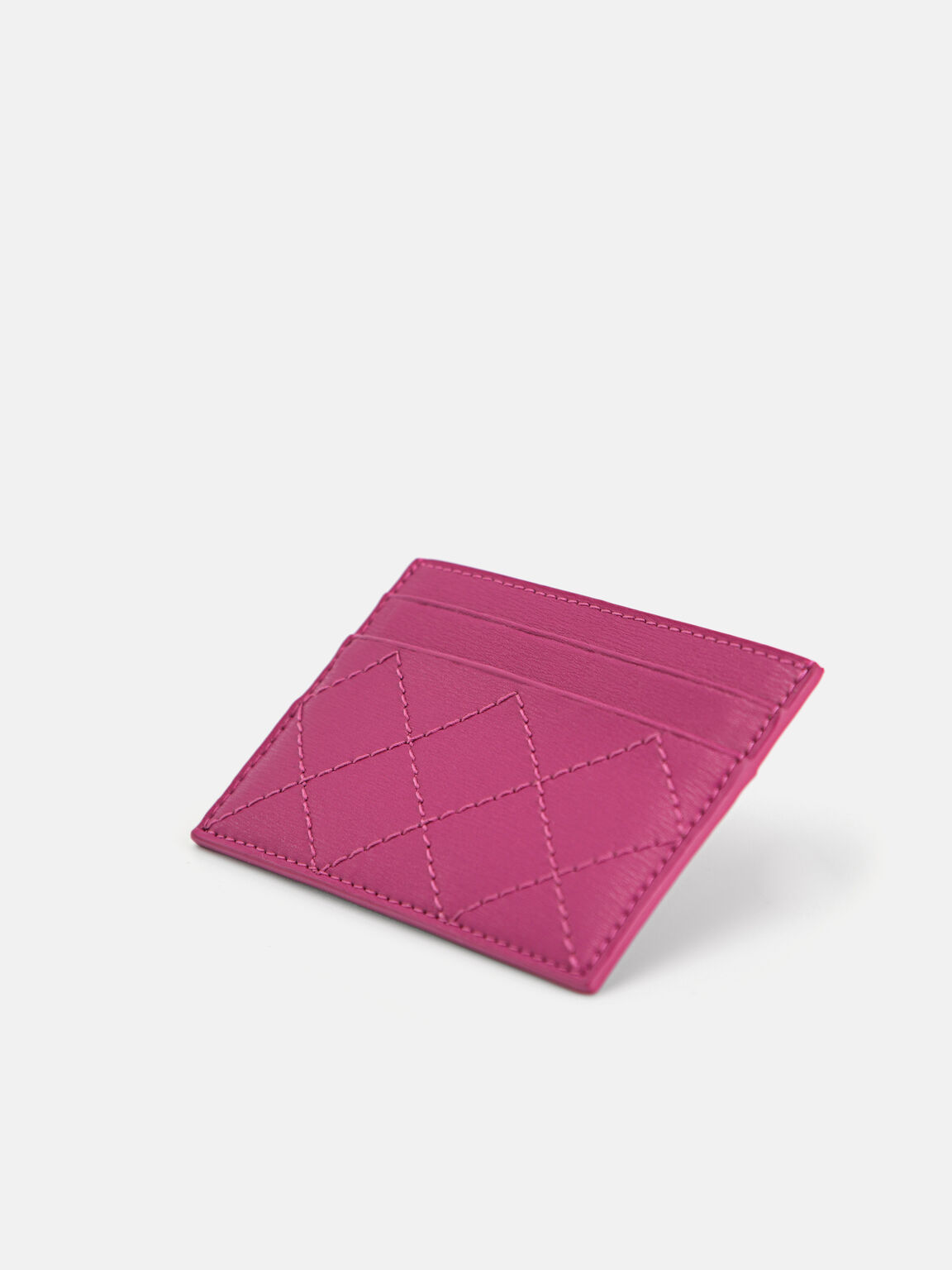 Cris-Cross Pattern Leather Cardholder, 