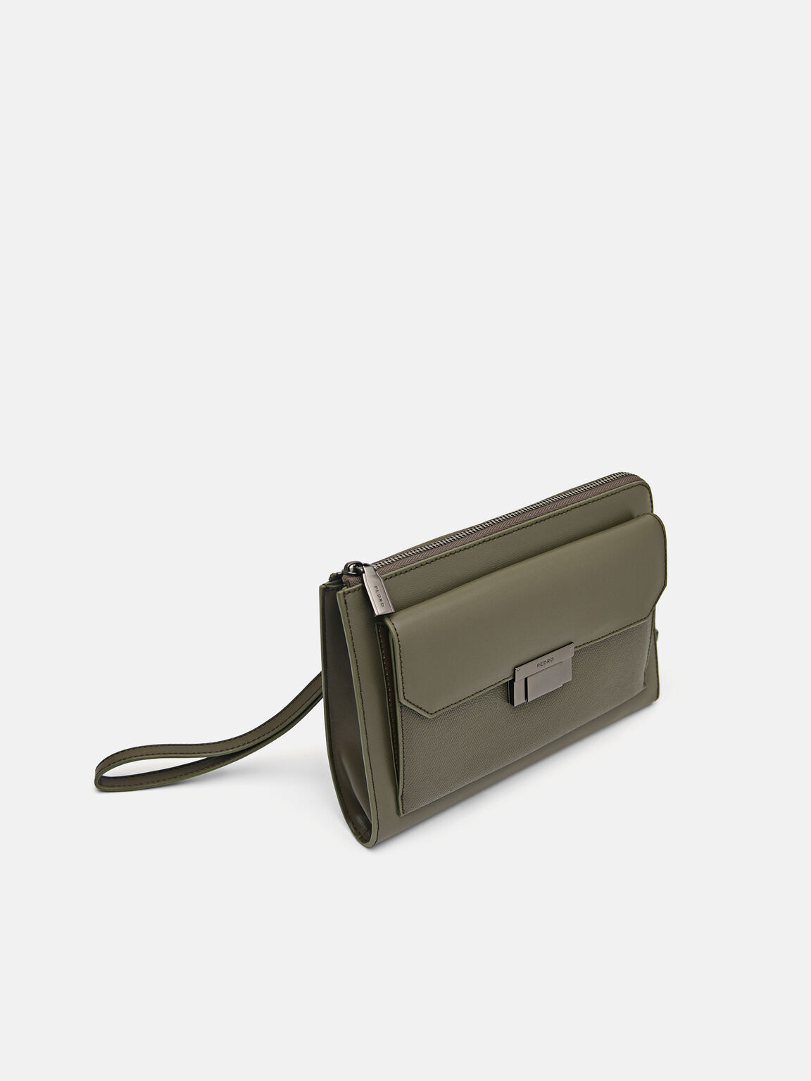 Henry Leather Clutch Bag, Military Green