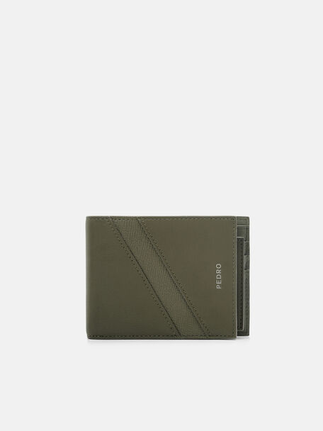 Leather Bi-Fold Wallet with Insert, Military Green, hi-res