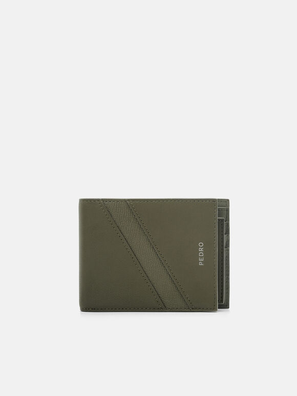 Leather Bi-Fold Wallet with Insert, Military Green, hi-res