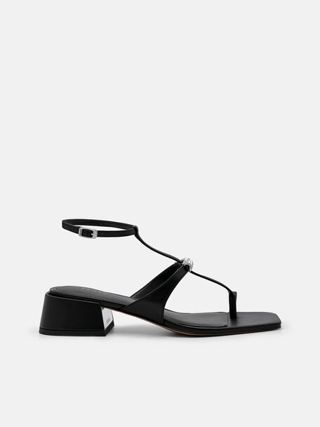 Mia Heel Sandals, Black, hi-res