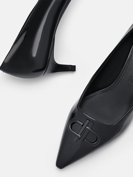 PEDRO Icon Leather Heel Sandals, Black