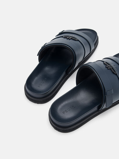 PEDRO Icon Leather Heel Sandals, Black