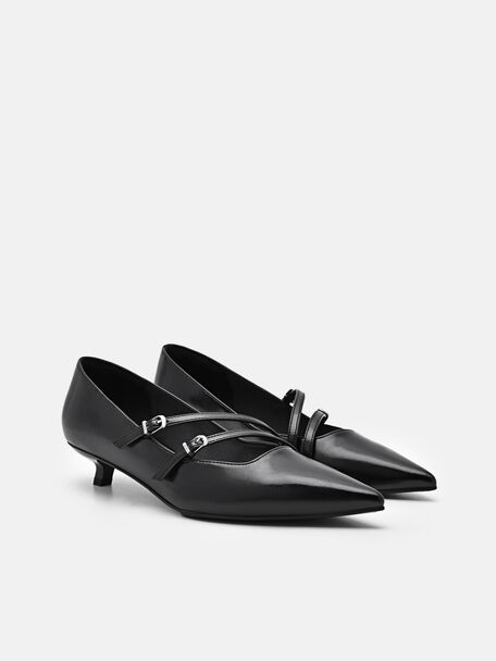 PEDRO Icon Leather Heel Sandals, Black