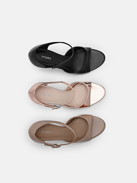 PEDRO Icon Leather Heel Sandals, Black
