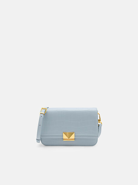 Tas Bahu Kulit PEDRO Studio Pixel, Slate Blue