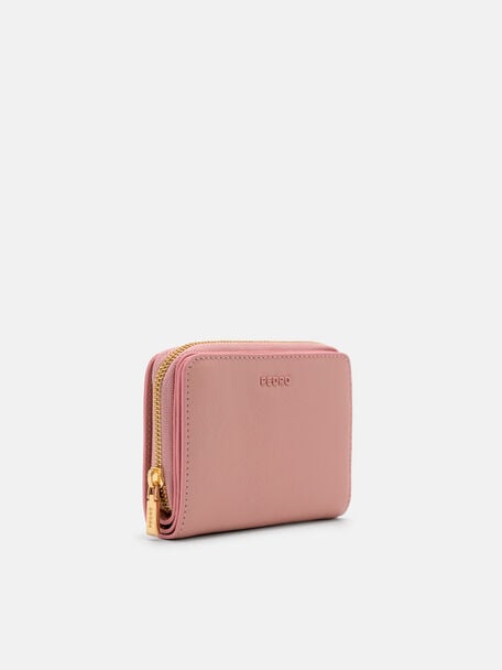 Dompet Lipat Dua Beritsleting Kulit Tumbled, 