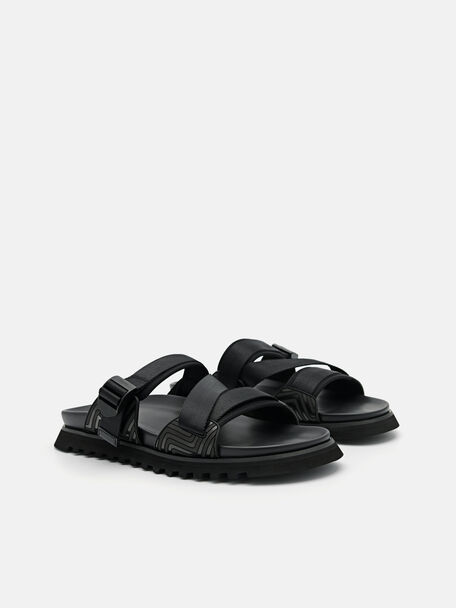 PEDRO Icon Leather Heel Sandals, Black