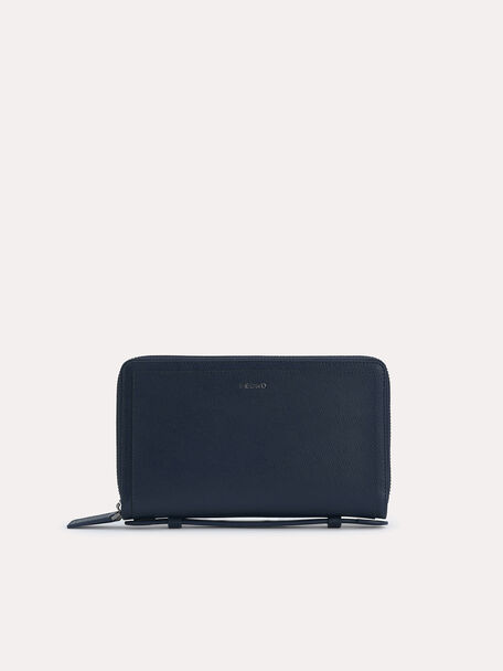 Textured Leather Travel Organiser, Navy