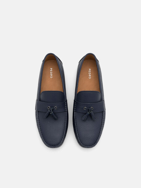 Tumbled Leather Tassel Driving Shoes, , hi-res