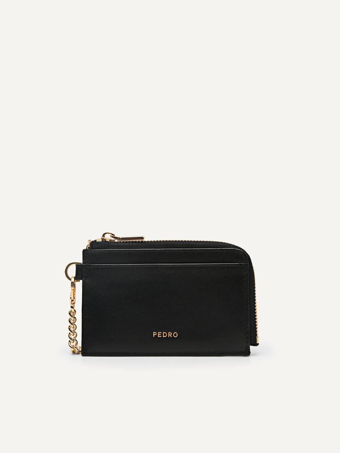 Leather Card Holder, Black, hi-res