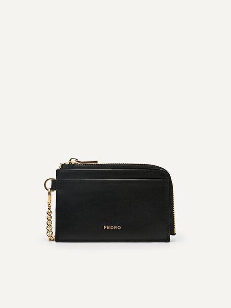 Leather Card Holder, Black, hi-res