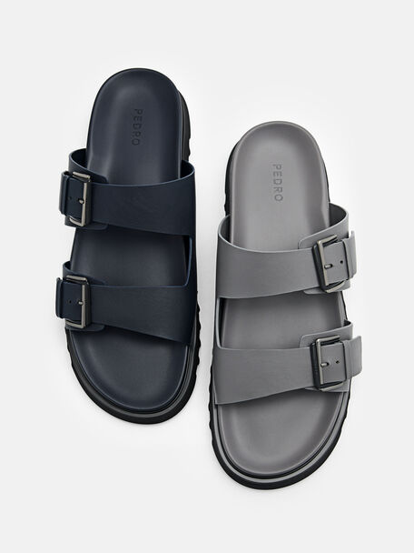 PEDRO Icon Leather Heel Sandals, Black