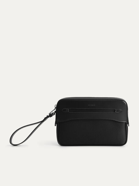 Leather Clutch, Black, hi-res