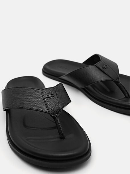 PEDRO Icon Leather Heel Sandals, Black