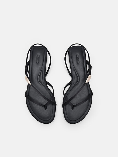 PEDRO Icon Leather Heel Sandals, Black