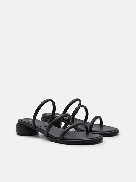 PEDRO Icon Leather Heel Sandals, Black