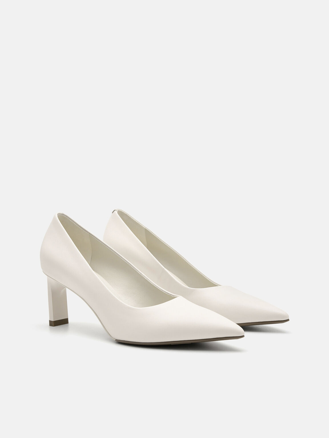 PEDRO Studio Simone Leather Heel Pumps, Chalk