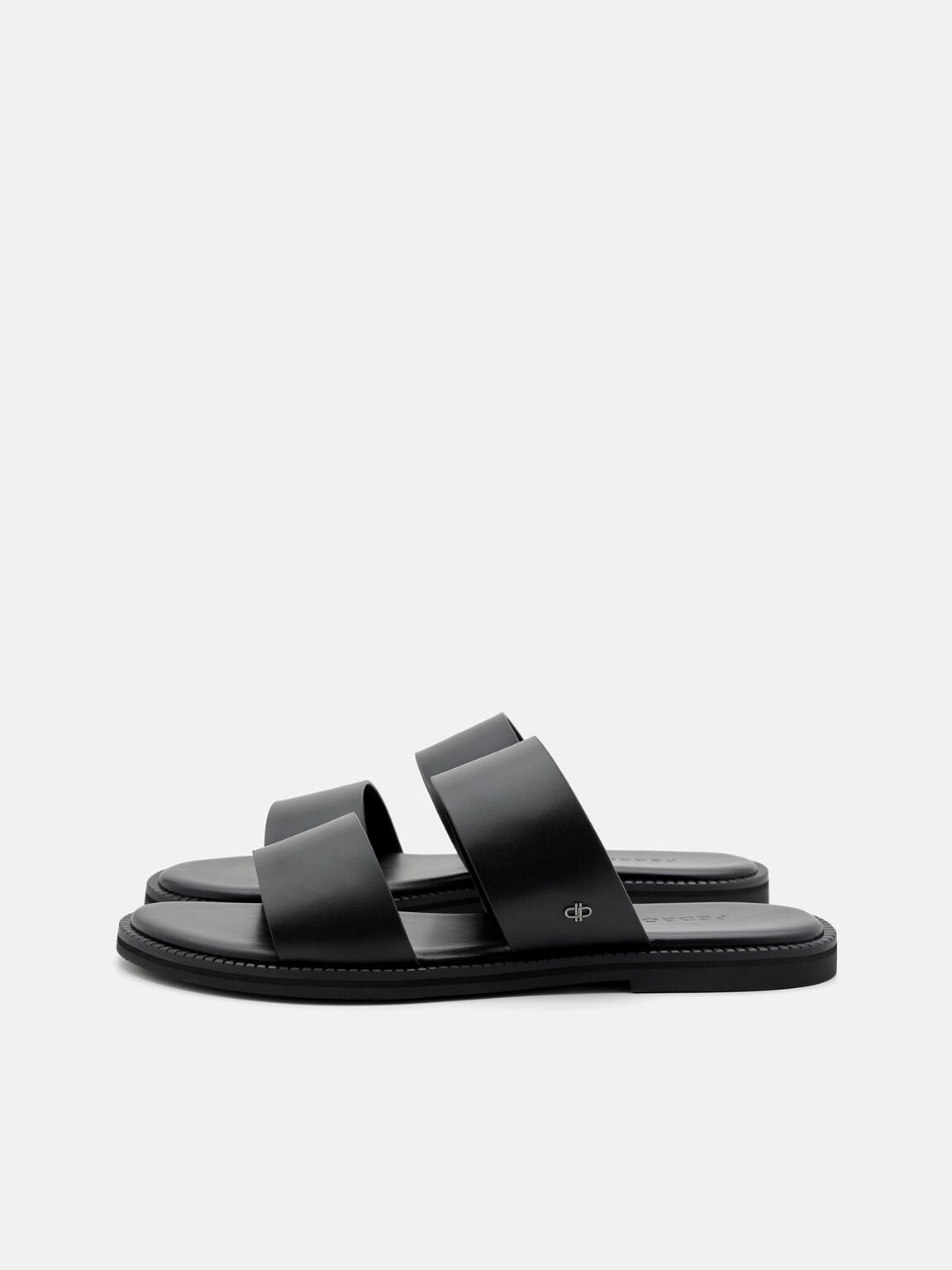 Leather Double-Strap Slide Sandals, , hi-res