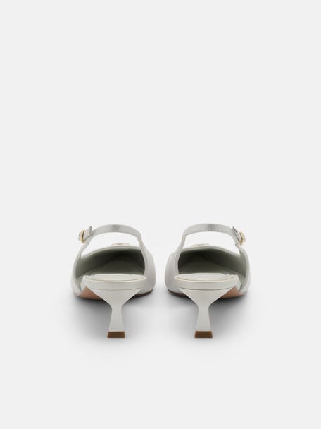 Leather Slingback Heel Pumps, , hi-res