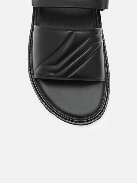 PEDRO Icon Leather Heel Sandals, Black