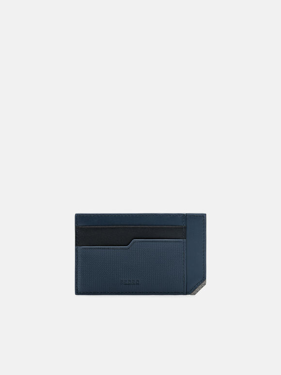 Leather Card Holder in Pixel, Navy