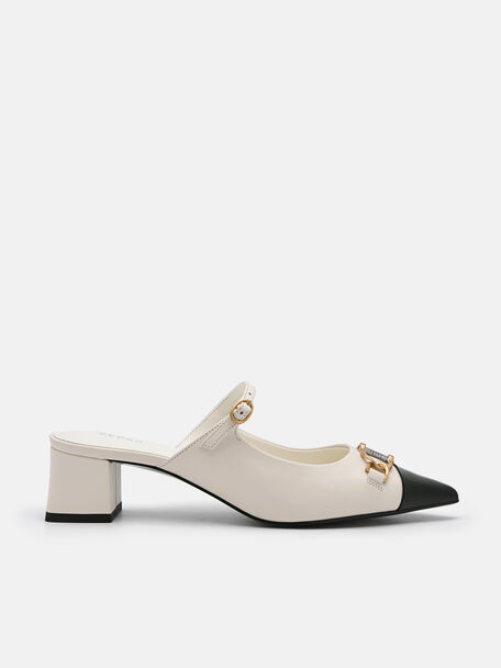 Jean Leather Heel Mules, Chalk, hi-res