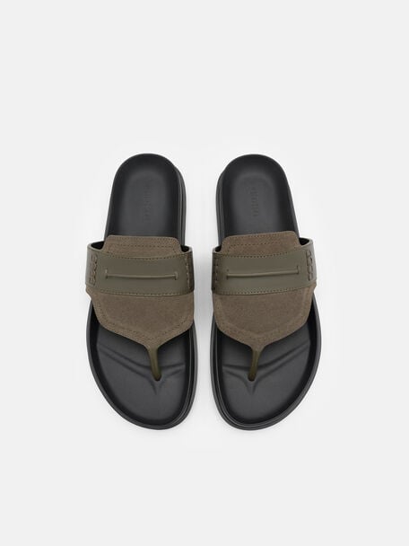 Suede Penny Thong Sandals, , hi-res