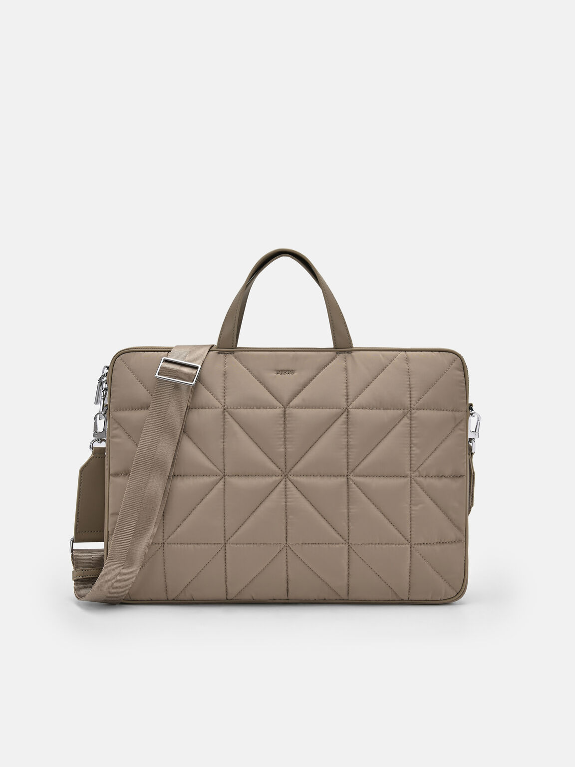 Nylon Portfolio Bag in Pixel, Taupe, hi-res