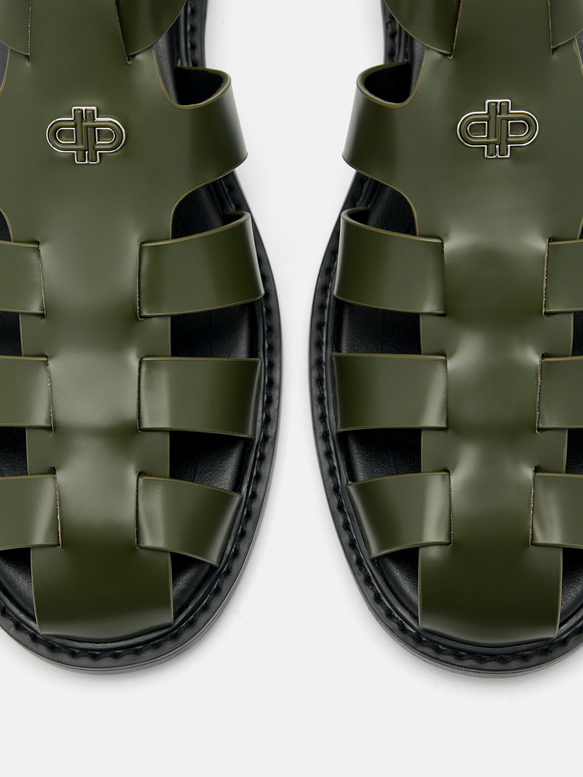 Brent Leather Caged Sandals, 