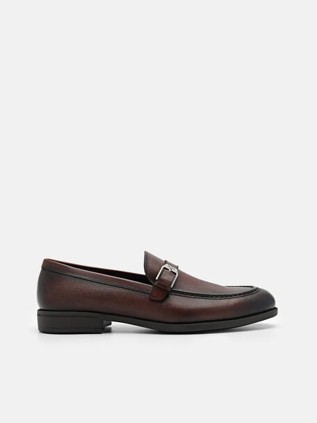 Altitude Lightweight Saffiano Leather Loafers, Brown, hi-res