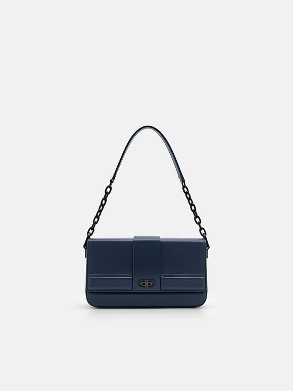 PEDRO Icon Leather Sling Bag, Navy, hi-res