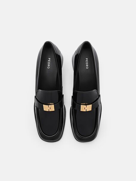 PEDRO Icon Leather Heel Sandals, Black