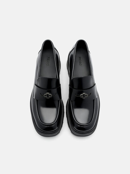 PEDRO Icon Leather Heel Sandals, Black