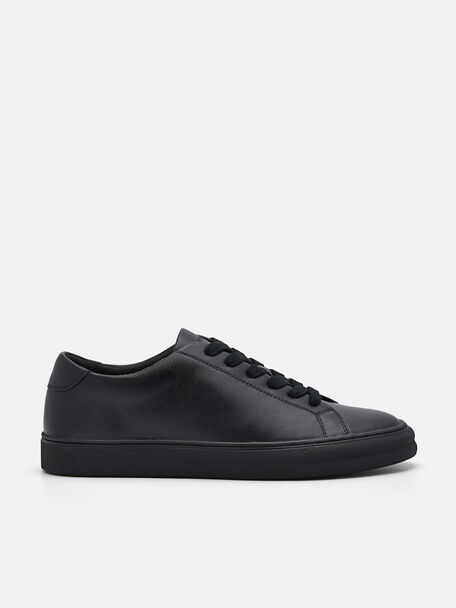 Women's PEDRO Icon Leather Sneakers, Black, hi-res