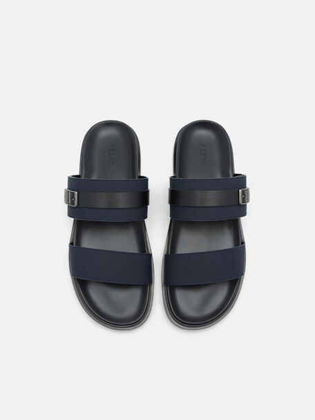 PEDRO Icon Leather Heel Sandals, Black