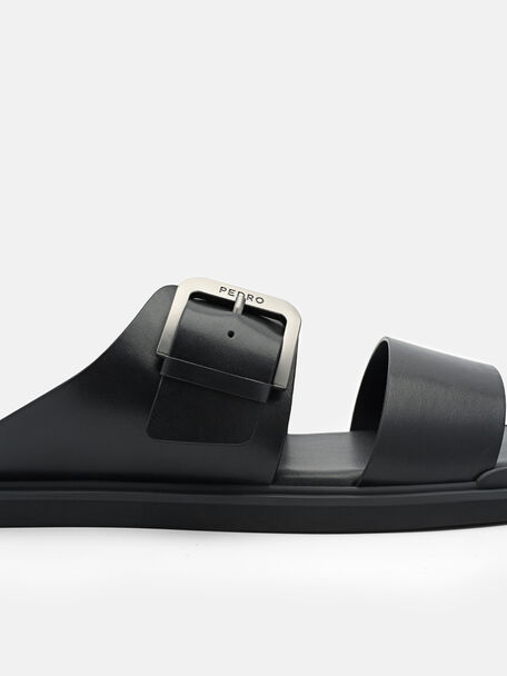 PEDRO Icon Leather Heel Sandals, Black