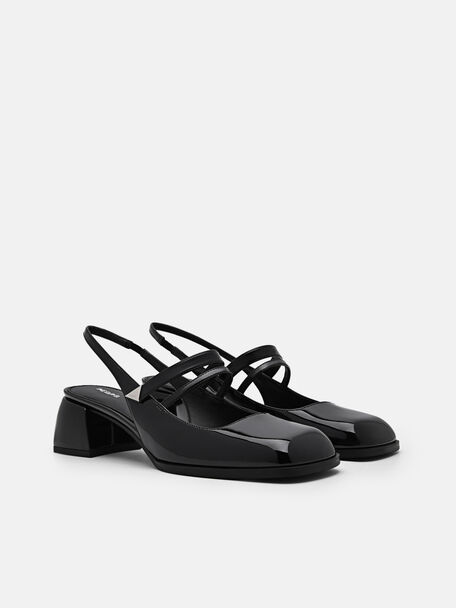 PEDRO Icon Leather Heel Sandals, Black