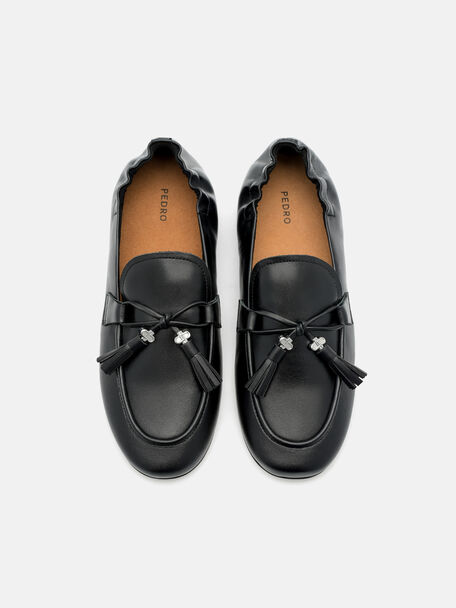 Leather Tassel Loafers, , hi-res