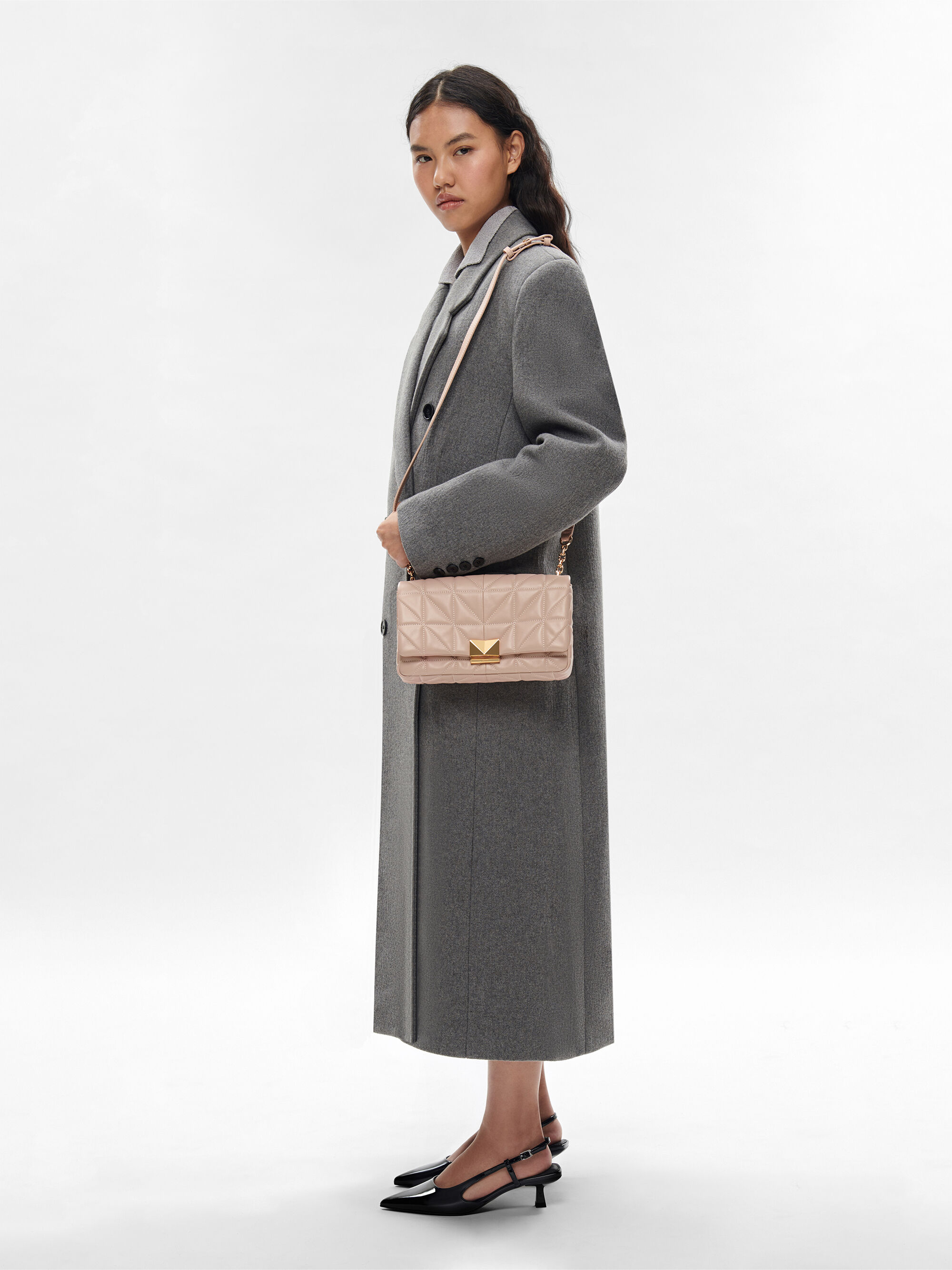 Nude PEDRO Studio Leather Shoulder Bag in Pixel - PEDRO ID Nude PEDRO Studio Leather Shoulder Bag in Pixel - PEDRO ID