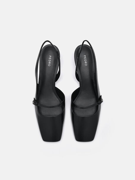 PEDRO Icon Leather Heel Sandals, Black