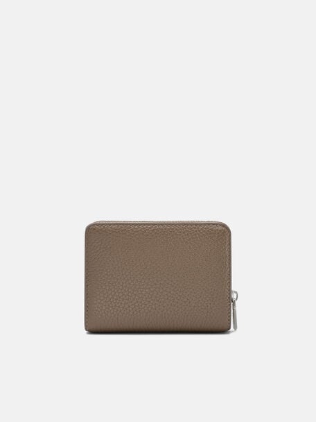 Dompet Lipat Dua Beritsleting Kulit Tumbled, 