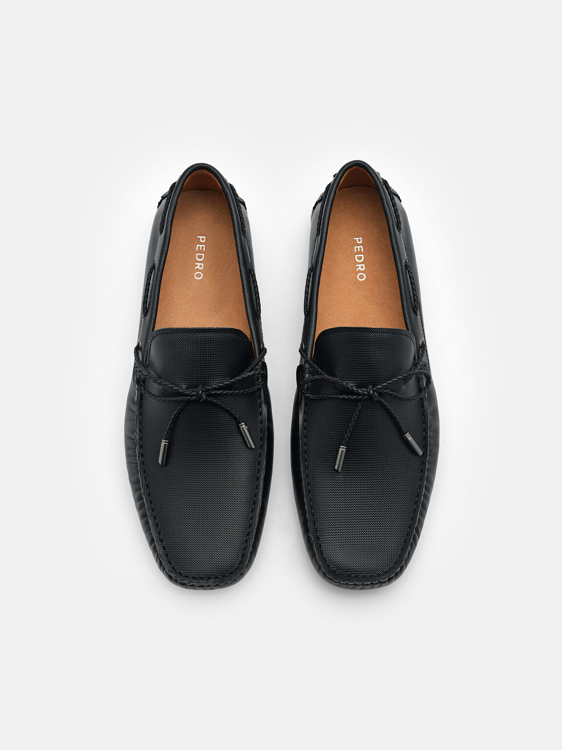 Sepatu Driving Bow Kulit Saffiano, 