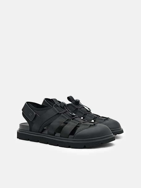 PEDRO Icon Leather Heel Sandals, Black
