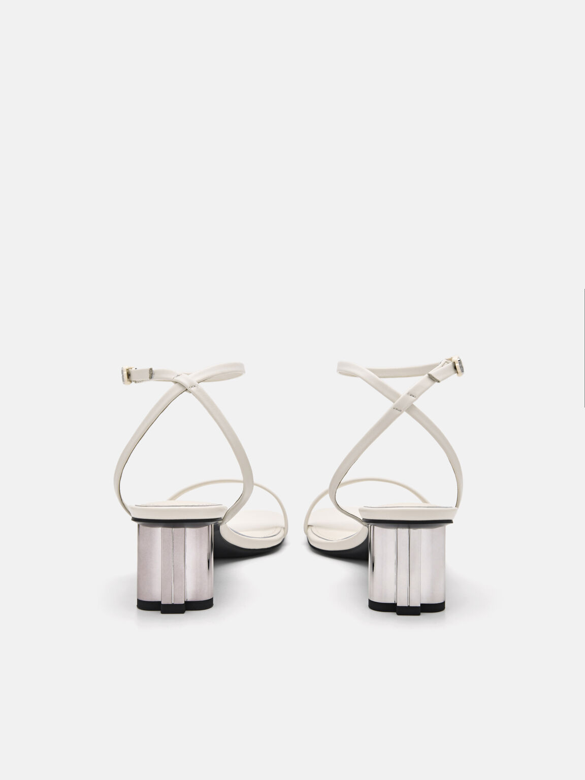 PEDRO Icon Leather Heel Sandals, Chalk